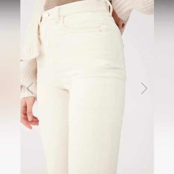 DL1961 Rachel Flare Ultra High Rise Instasculpt 35" - Eggshell Corduroy Size 23 - Picture 4 of 8